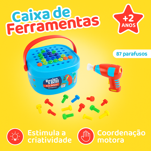 Caixa de Ferramentas Educativa C/ 87 Parafusos