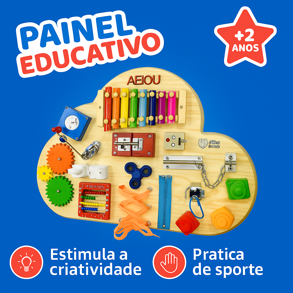 Painel Montessori Nuvem Ludii | Estímulo Sensorial & Criatividade