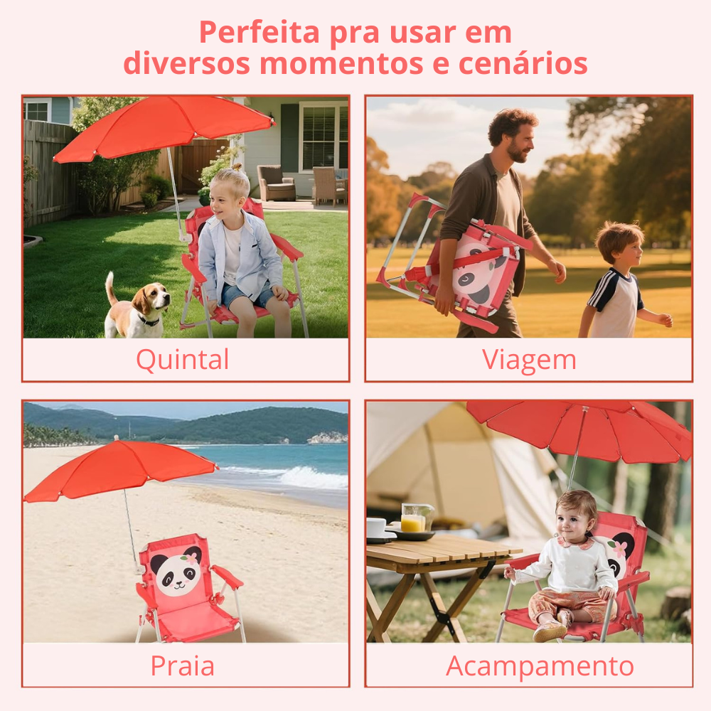 Cadeira Infantil Dobrável com Guarda-Sol Bumbaloo